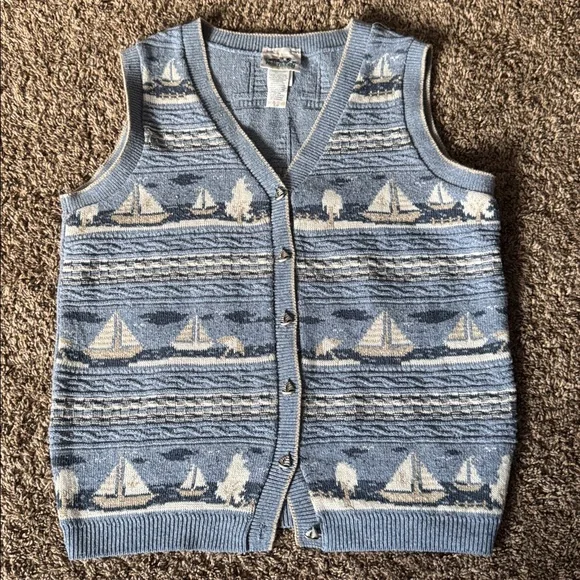 Vintage Northern Reflections Vest Sailboats Size Small - Picture 2 of 6